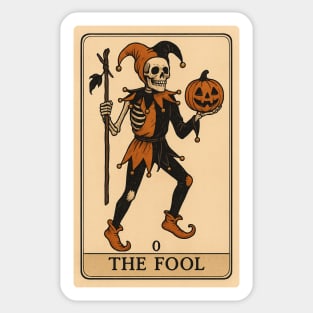 The Fool – Halloween Tarot Skeleton Sticker